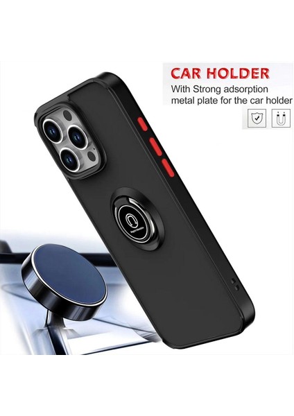 Apple iPhone 14 Pro Uyumlu Kılıf Yüzüklü Standlı Extra Darbe Koruma Sert Silikon Kapak - Yeşil modelleri