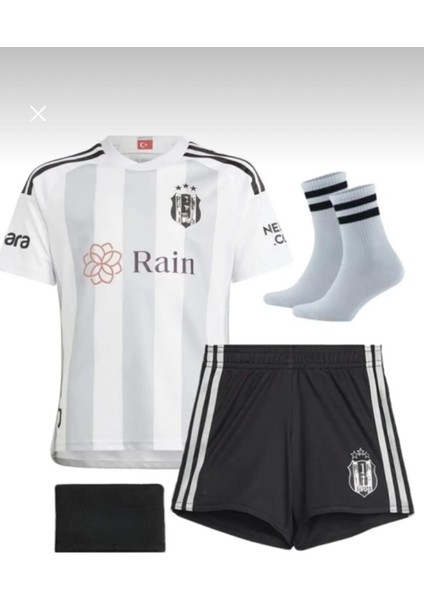 Bêşiktâş 2023-24 Sezon Beyaz Çocuk Iç Saha Formasıı 4 Lü Set(Çorap Bileklik HEDIYELLI)-İZ04