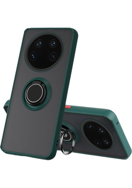 Xiaomi 13 Ultra Uyumlu Kılıf Yüzüklü Standlı Extra Darbe Koruma Sert Silikon Kapak - Yeşil