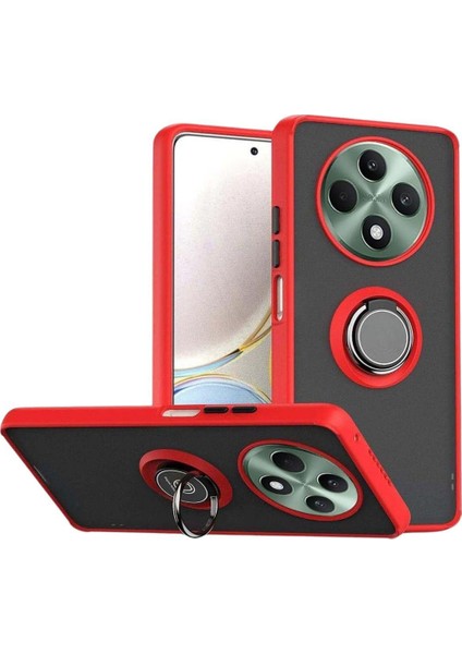 Redmi A4 Uyumlu Kılıf Yüzüklü Standlı Extra Darbe Koruma Sert Silikon Kapak - Kırmızı