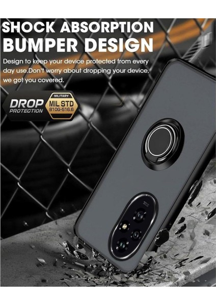 Vivo Y36 Uyumlu Kılıf Yüzüklü Standlı Extra Darbe Koruma Sert Silikon Kapak - Lacivert fırsatları