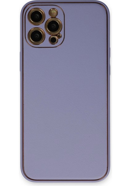 Iphone 12 Pro Max Kılıf Coco Deri Silikon Kapak - Açık Lila Bstmy