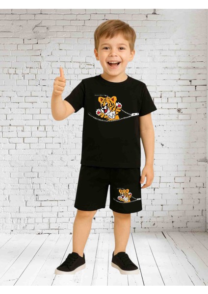 Bisiklet Yaka Erkek Çocuk Takımı ve Kız Çocuk Takımı Pamuklu T-Shirt ve Şort, Yazlık Konforlu Takım