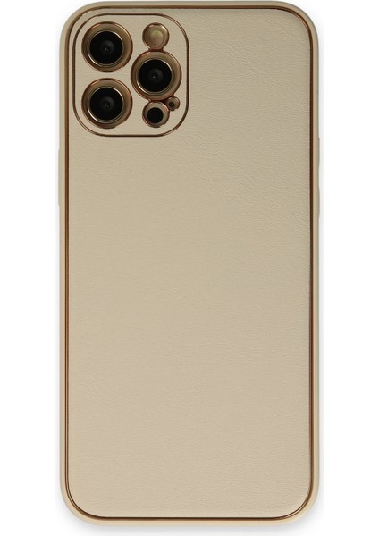 Iphone 12 Pro Max Kılıf Coco Deri Silikon Kapak - Gold Bstmy