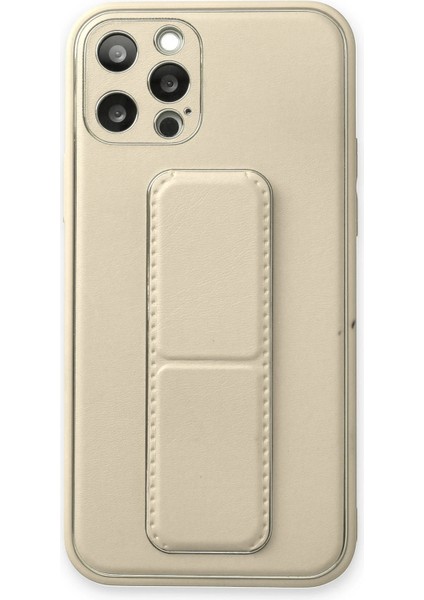 Iphone 12 Pro Max Kılıf Coco Deri Standlı Kapak - Beyaz Bstmy