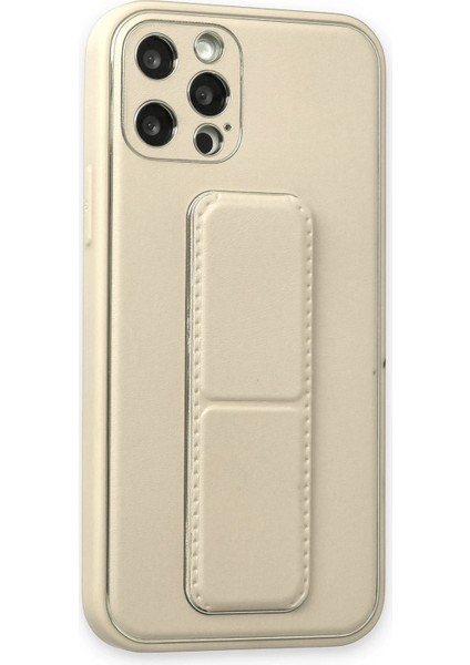 Iphone 12 Pro Max Kılıf Coco Deri Standlı Kapak - Beyaz Bstmy