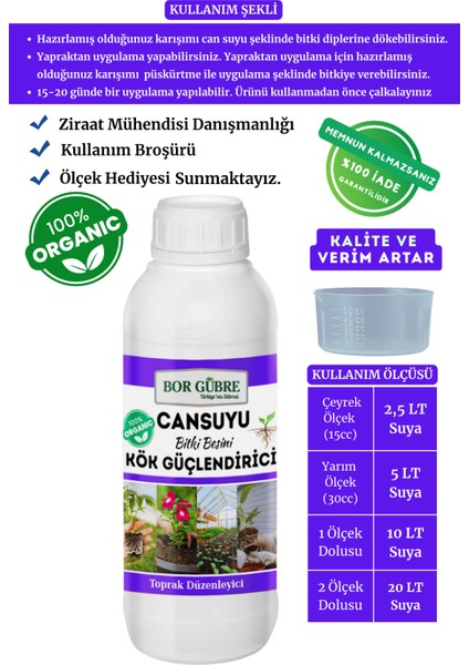 Can Suyu Köklendirici Bitki Besini Organik Sıvı Bitki Gübresi -1000ML