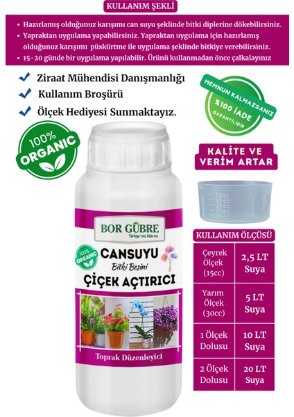 Çiçek Açan Süs Bitkileri için Can Suyu Bitki Besini Organik Sıvı Bitki Gübresi 500ML