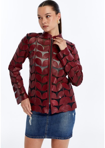 Kadın Yaprak Desen Hakiki Deri Ceket fiyatları