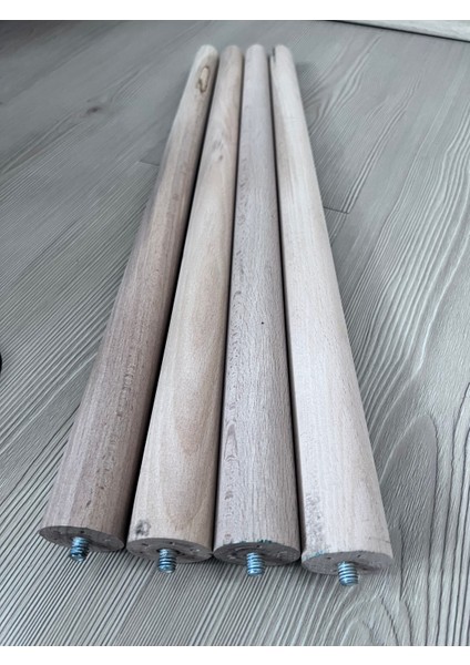 44 cm Ham Ahşap Konik Ayak 4'lü Set | Masa, Sandalye & Sehpa Ayağı | Tüm Aparatlar Dahil