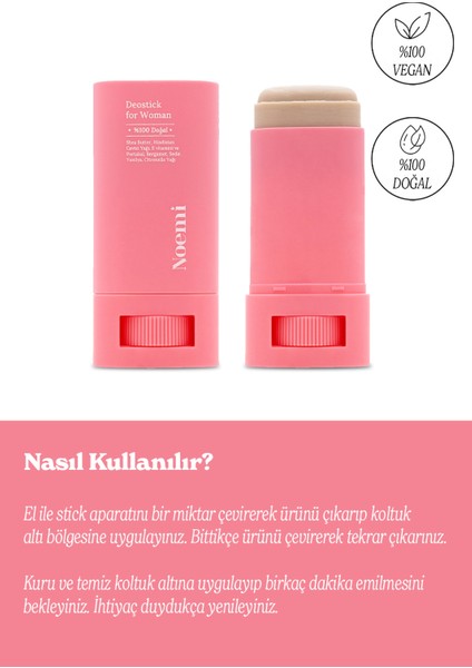 Doğal Deo Stick / Roll On - Vanilya Kokulu ve Nemlendirici Etkili – 20 ml