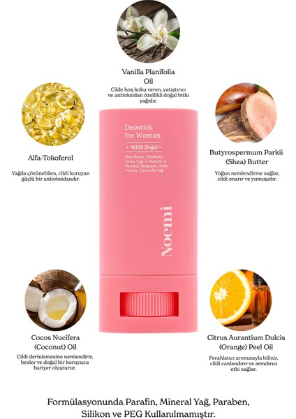 Doğal Deo Stick / Roll On - Vanilya Kokulu ve Nemlendirici Etkili – 20 ml