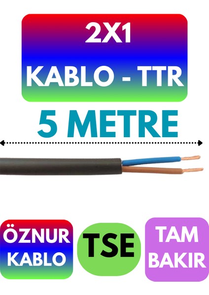 Öznur 2x1 Ttr Kablo (Siyah) Metre Seçenekli