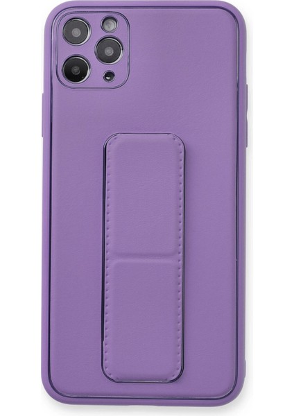 Iphone 11 Pro Max Kılıf Coco Deri Standlı Kapak - Koyu Lila Bstmy