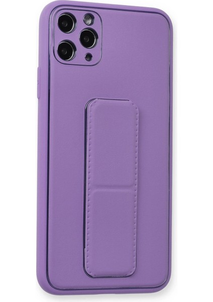 Iphone 11 Pro Max Kılıf Coco Deri Standlı Kapak - Koyu Lila Bstmy