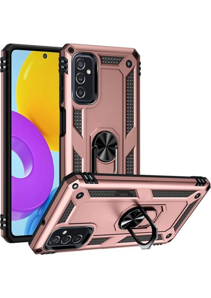 Samsung Galaxy M52 5g Kılıf Sofya Yüzüklü Silikon Kapak - Rose Bstmy
