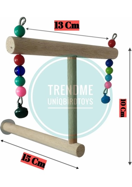 Trendme Toys Vidalı Kuş Oyuncağı Kafes Içi Ahşap Tünek Parkuru