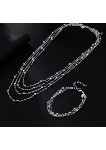 Topçuklu Kadın Kolye Bileklik Çoklu Set Kararmaz
