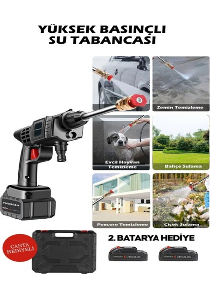 Şarjlı Araba Yıkama Makinesi Yüksek Basınçlı Oto Yıkama Tabancası ve Sulama Tabancası Bahçe Yıkama Makinesi
