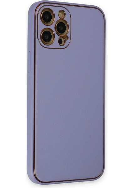 Iphone 12 Pro Kılıf Coco Deri Silikon Kapak - Açık Lila Bstmy