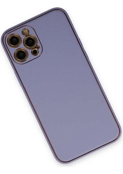 Iphone 12 Pro Kılıf Coco Deri Silikon Kapak - Açık Lila Bstmy