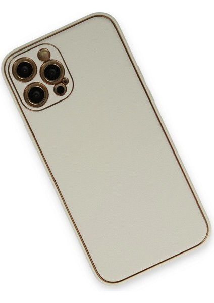 Iphone 12 Pro Kılıf Coco Deri Silikon Kapak - Beyaz Bstmy
