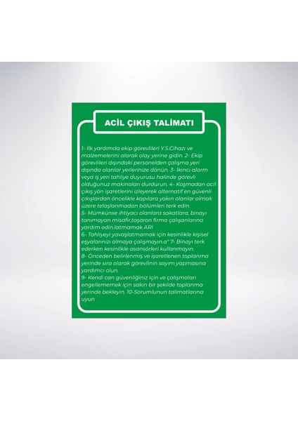 Acil Çıkış Talimatı Sticker 20X28 cm