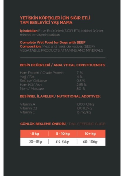 Köpek Yaş Mama Sığır Parça Etli Konserve Jöleli Premium Besleyici Yemek Tahılsız Içerik 12 x 415 gr