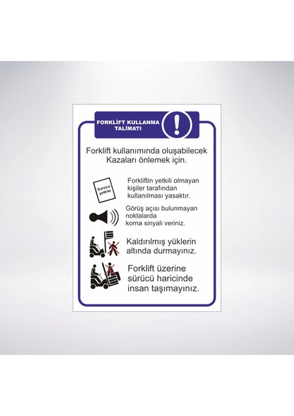 Forklift Kullanma Talimatı Sticker 20X28 cm
