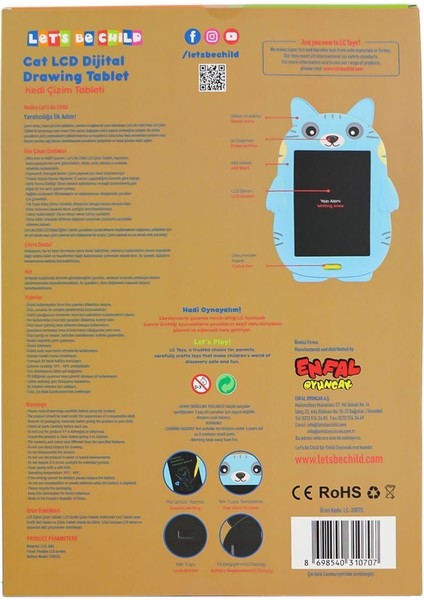 LC-31070 Kedi Çizim Tableti 8.5 Inç