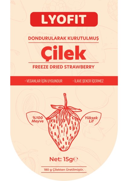 Çilek 15gr Freeze Dried Çıtır Meyve Cipsi