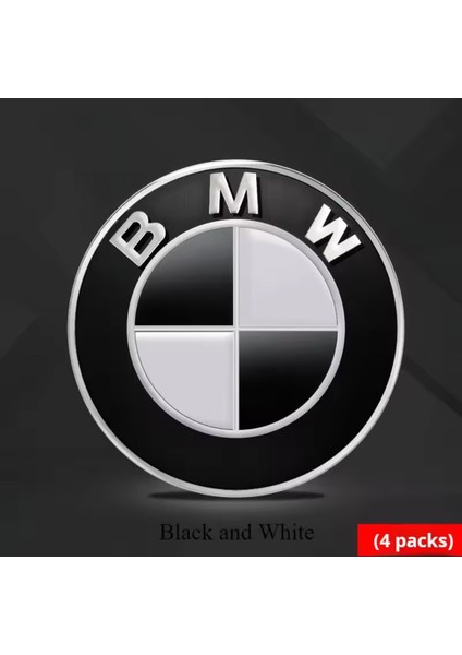 Logolu Siyah Renk Gümüş Kenarlı Alüminyum 65 mm Jant Göbek Stıcker