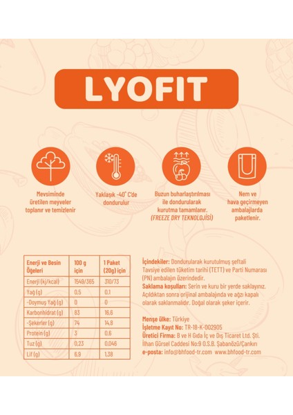 Şeftali 20 gr Freeze Drıed Çıtır Meyve Cipsi