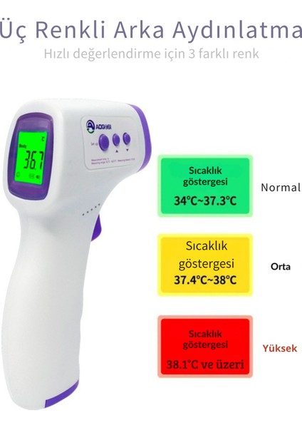Dijital Temassız Ateş Ölçer Alından Vucut Termometre Nesne Sıcaklık Ölçer