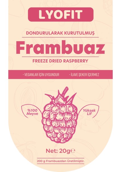 Lyofıt Frambuaz 20 gr Freeze Drıed Çıtır Meyve Cipsi