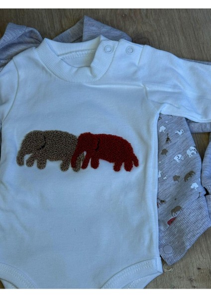 Kıpırık Baby3'lü Çocuk Çocuk Penye 2 Iplik Fil Desenli Takım fiyatları