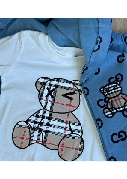 Kıpırık Baby3'lü Çocuk Çocuk Şardonlu Kapişonlu Sweatshirt Uzun Kollu Tshirt ve Eşohman Altı Takımı fiyatları