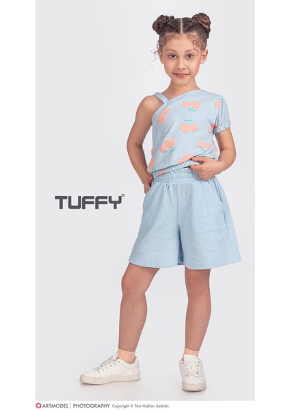 2'li Kız Çocuk Mavi Kiraz Desenli Şortlu Takım fiyatları
