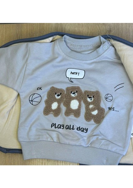 Kıpırık Baby3'lü Erkek Çocuk Çocuk Kapitone Ceket 2 Iplik Sweatshirt ve Pantalon Takım modelleri