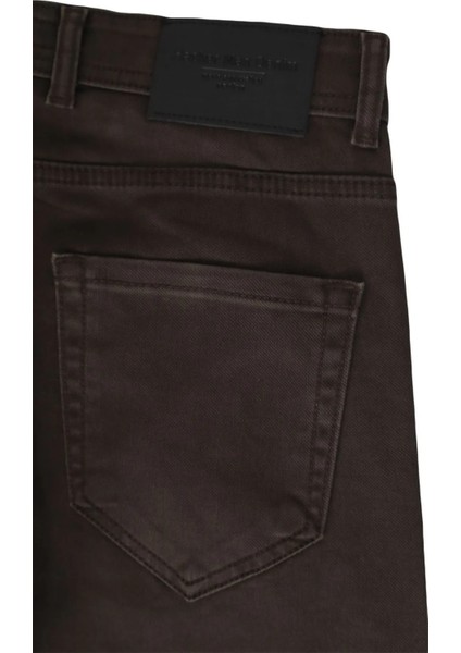 Hacker Fistan Store Erkek Kahverengi Yüksek Bel Rahat Kesim Boru Paça Büyük Beden Jean Pantolon