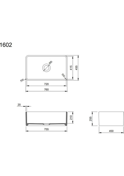 Bocchi Lavello Dekorlu Eviye 76 cm Parlak Beyaz 1602-001-0120