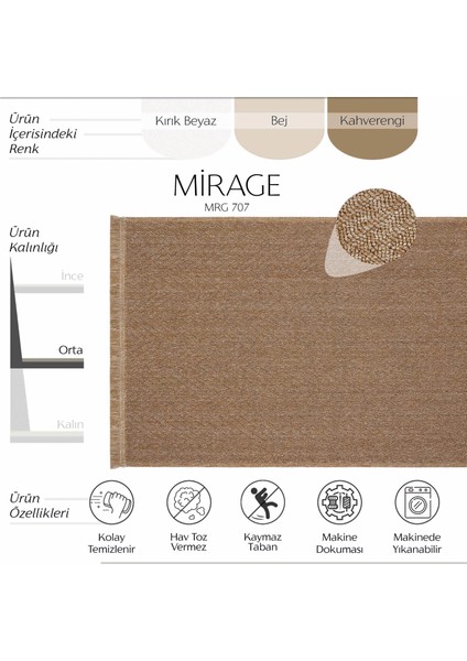 Mirage Kahverengi Kaymaz Tabanlı Makinada Yıkanabilir Bohem Oturma Odası Salon Balkon Kilimi Yolluk fiyatları