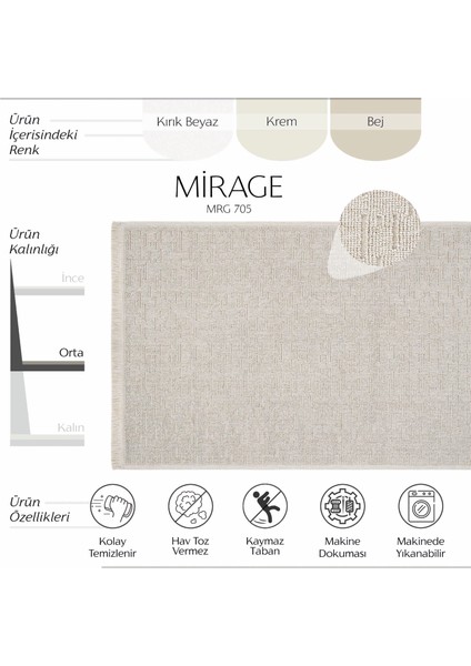 Mirage Bej Kilim Halı Çizgili Bukle Dokuma Kaymaz Taban Yumuşak Salon Oturma Odası İnce Yazlık Kilim fiyatları
