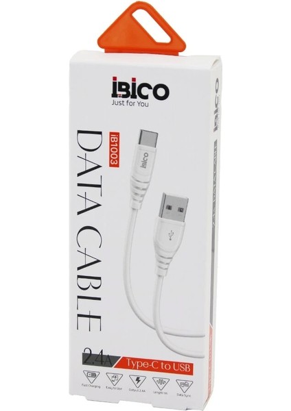 Type-C - USB Cep Telefon - Data Şarj Kablosu 2.4A - 1mt
