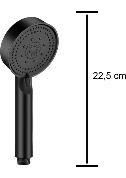 Turbo Özellikli 5 Fonksiyonlu Su Tasarruflu Duş Başlığı Siyah R1001-S