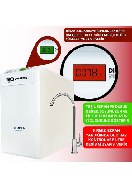 Dijital TDS Ekranlı Premium Çelik Tanklı 10 Aşamalı Su Arıtma Cihazı Ev Tipi R.O. Systems fiyatları