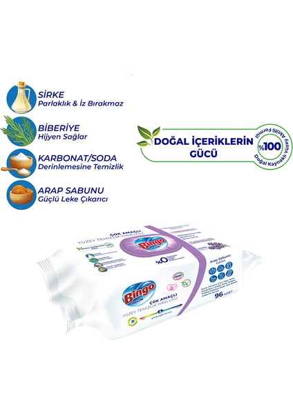 Nessiworld Bingo Yüzey Temizlik Havlusu 96 Adet Arap Sabunlu