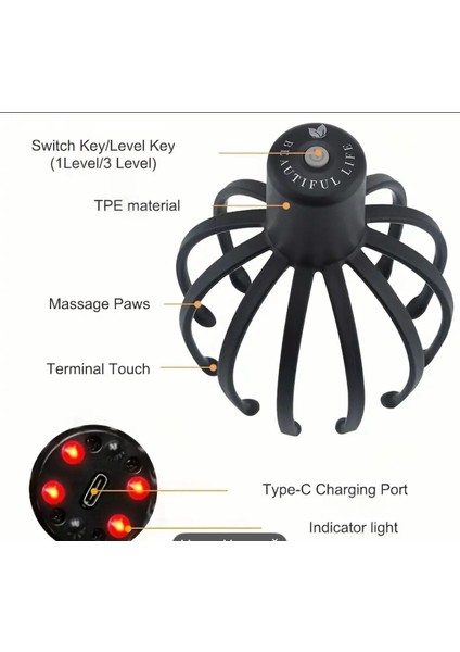 Elektrikli Sarjlı Ahtapot Terapotik Baş Kafa Masajı fiyatları