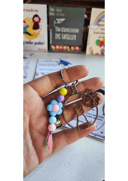 Karne Hediyesi, Mezuniyet, 10 adet, Renkli Poncuk, Papatya Anahtarlık, Charm