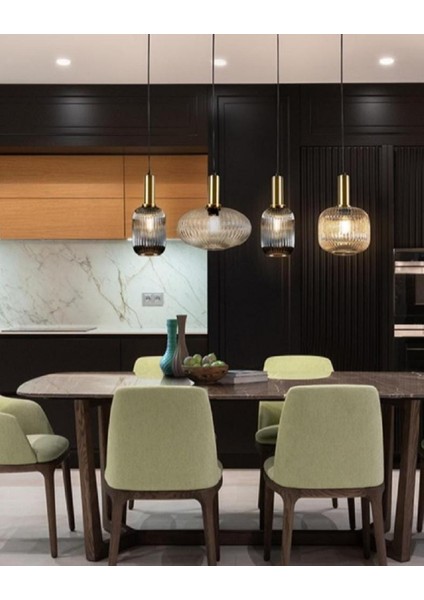 Mylights dörtlü bal cam füme cam 120 cam siyah gövde masaüstü cam sarkıt dörtlü 4lü otel kafe tezgah mutfak adası salon avize modern mimari